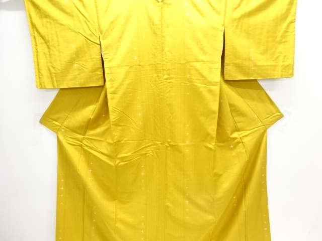 JAPANESE KIMONO / SILK / HAND WOVEN TSUMUGI / STRIPE & CROSS KASURI